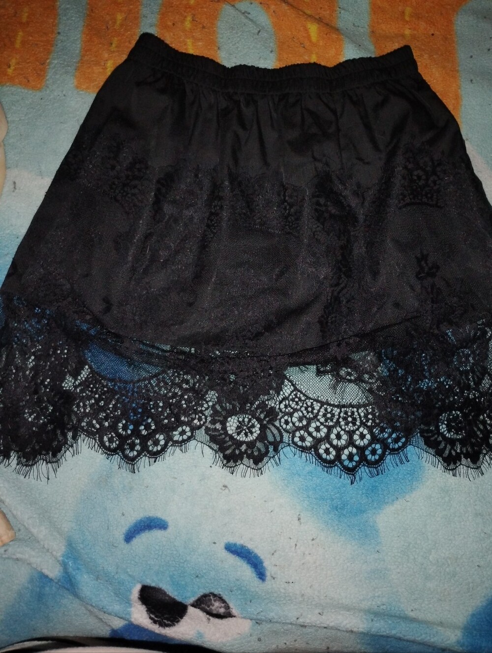 Black Lace Trim Mini Skirt Extender
